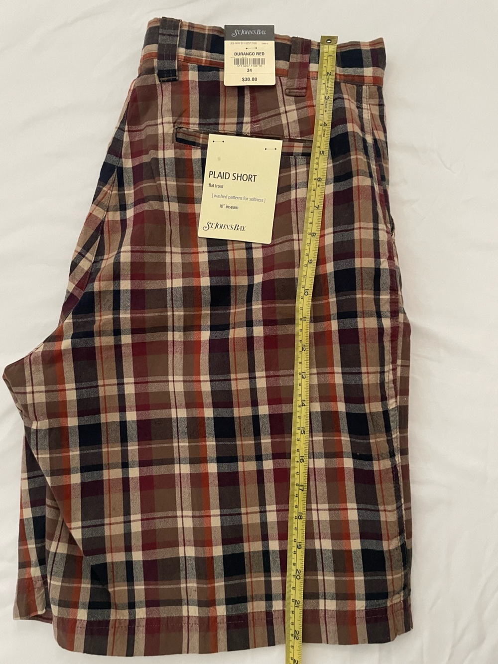 St. John's Bay Brown Multi Plaid Flat Front Shorts